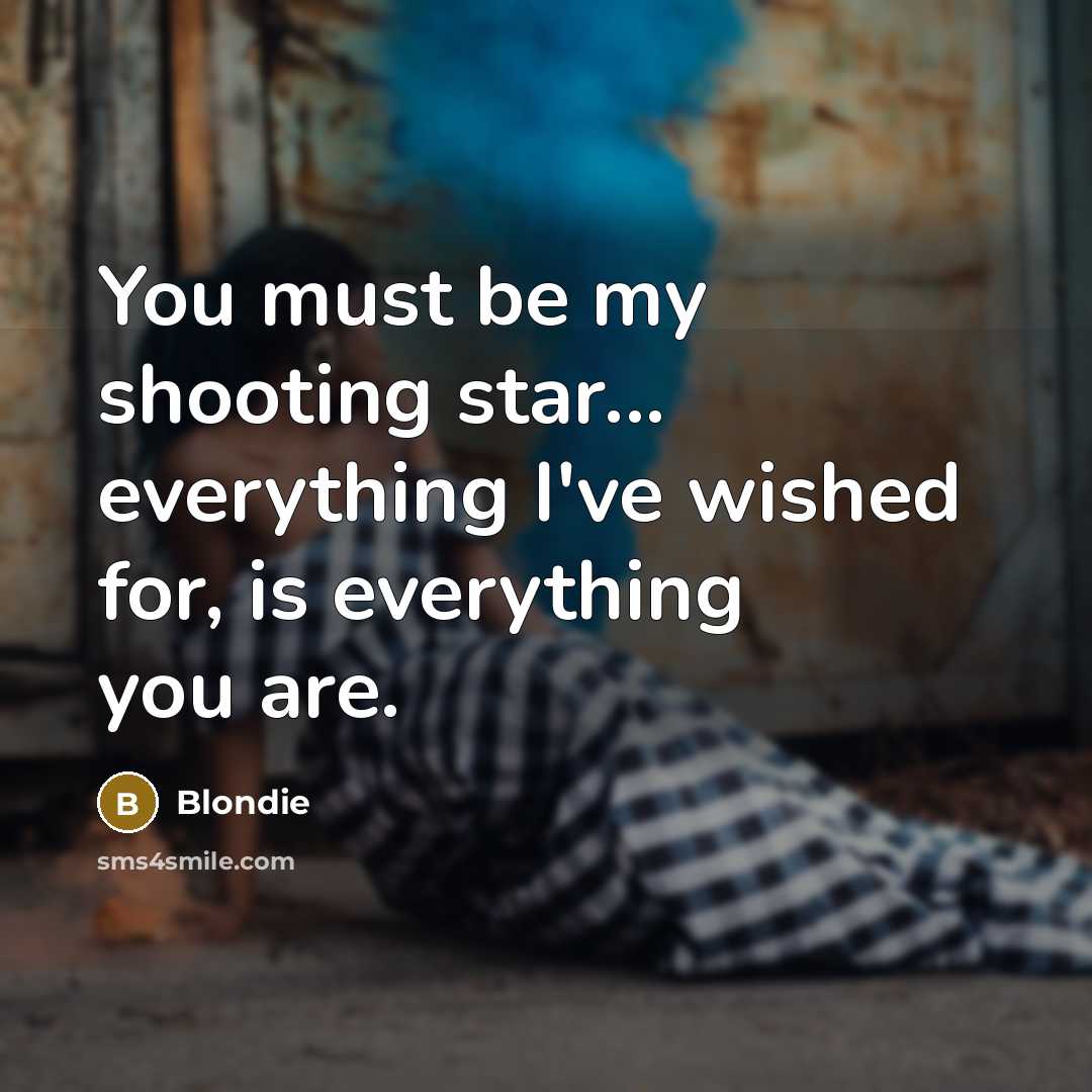 “You must be my shooting star... everything I've wished for,…” quote by Blondie
