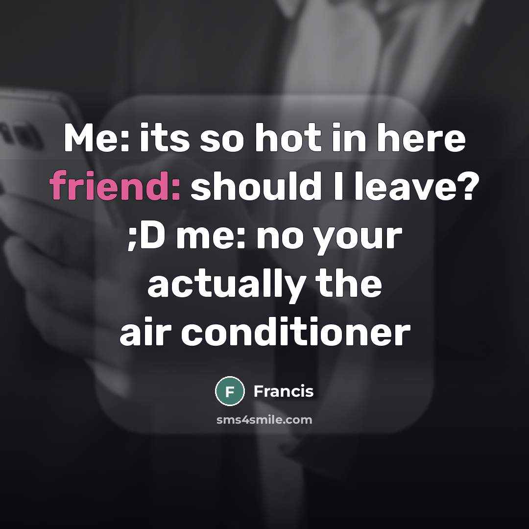“Me: its so hot in here friend: should I leave?…” quote by Francis