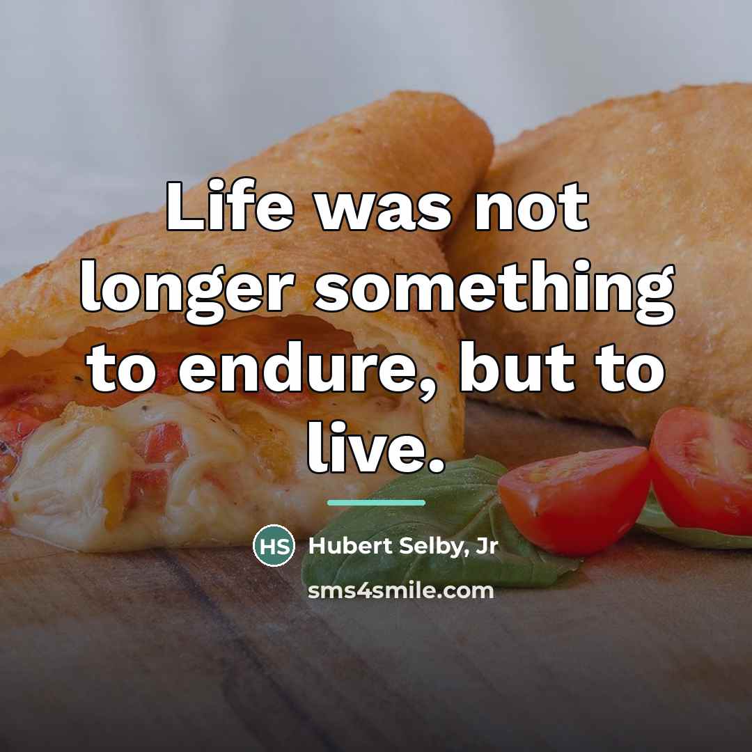 “Life was not longer something to endure, but to live.…” quote by Hubert Selby, Jr