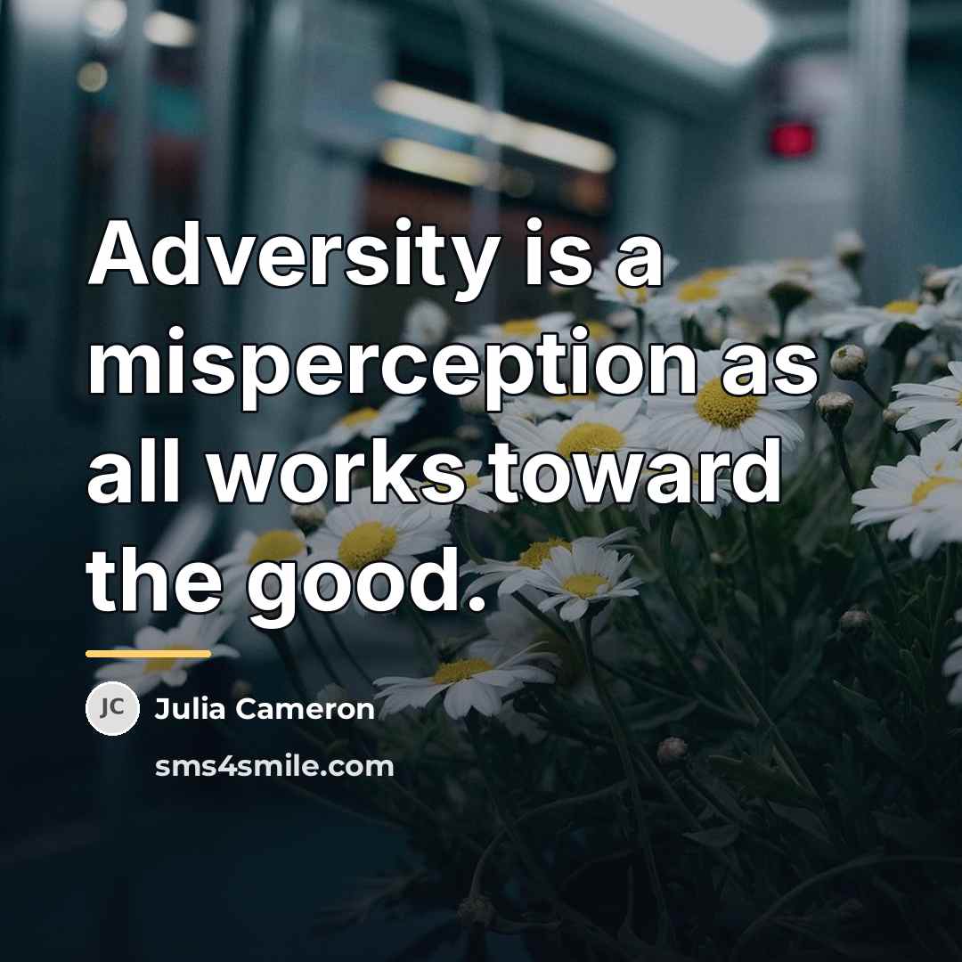 “Adversity is a misperception as all works toward the good.…” quote by Julia Cameron
