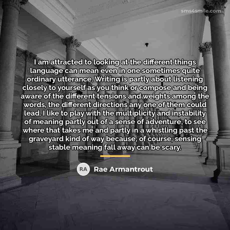 “I am attracted to looking at the different things language…” quote by Rae Armantrout