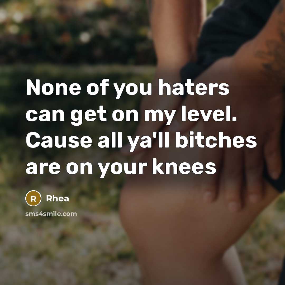 “None of you haters can get on my level. Cause all ya'll bitches are on your knees” quote by Rhea