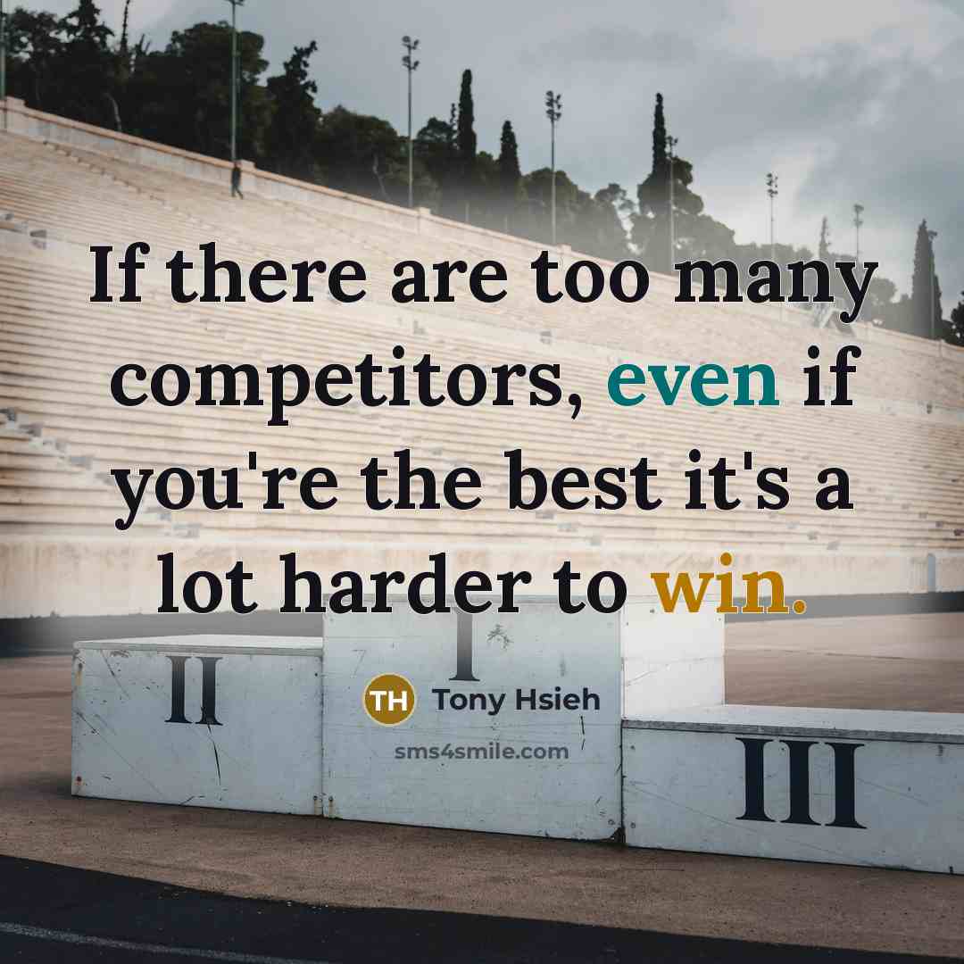 “If there are too many competitors, even if you're the…” quote by Tony Hsieh