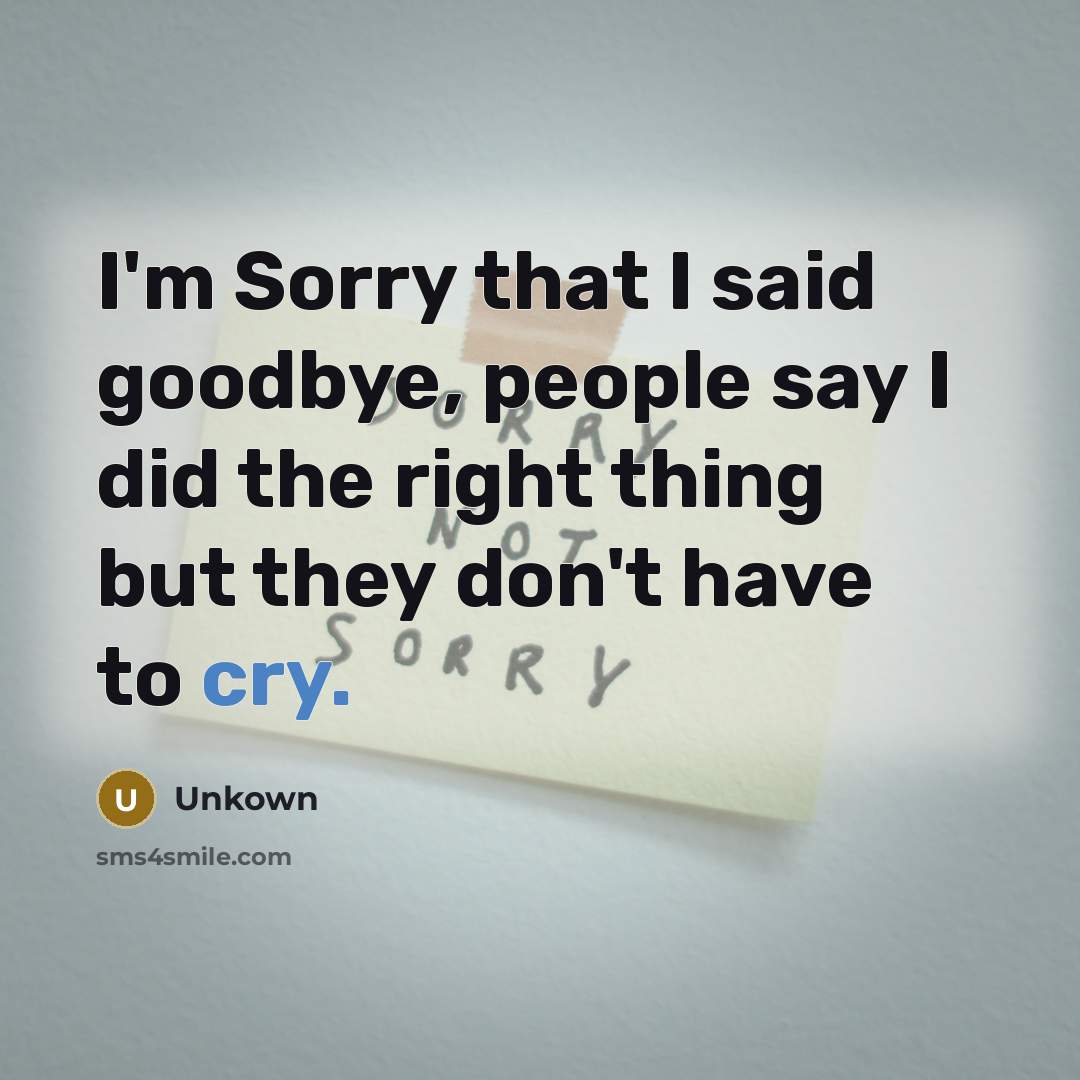 “I'm Sorry that I said goodbye, people say I did…” quote by Unkown