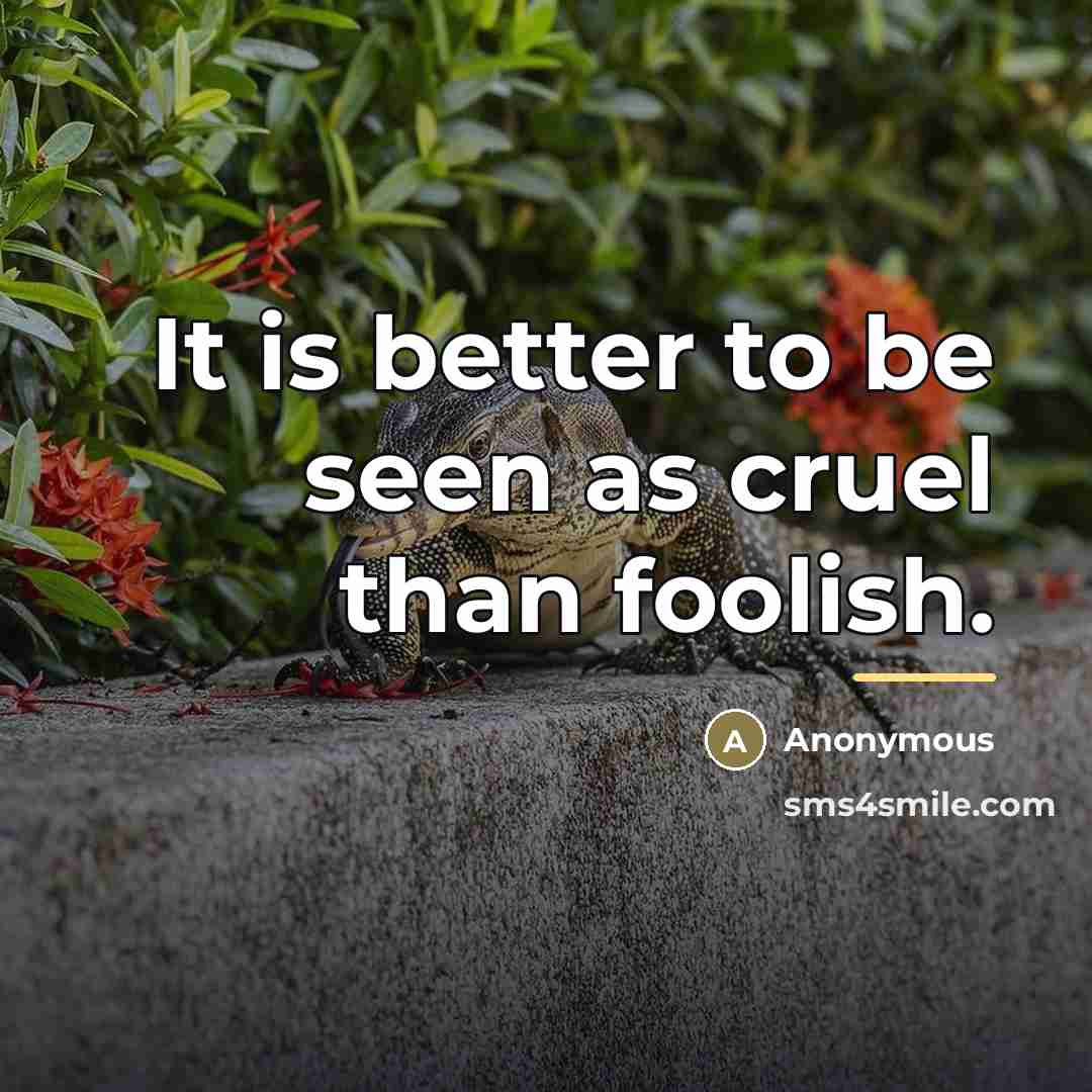 “It is better to be seen as cruel than foolish.…” quote by Anonymous
