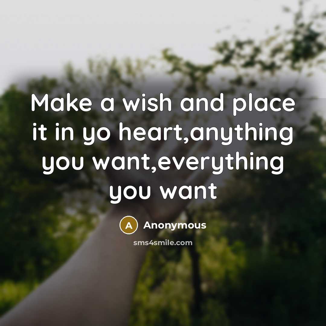 “Make a wish and place it in yo heart,anything you…” quote by Anonymous