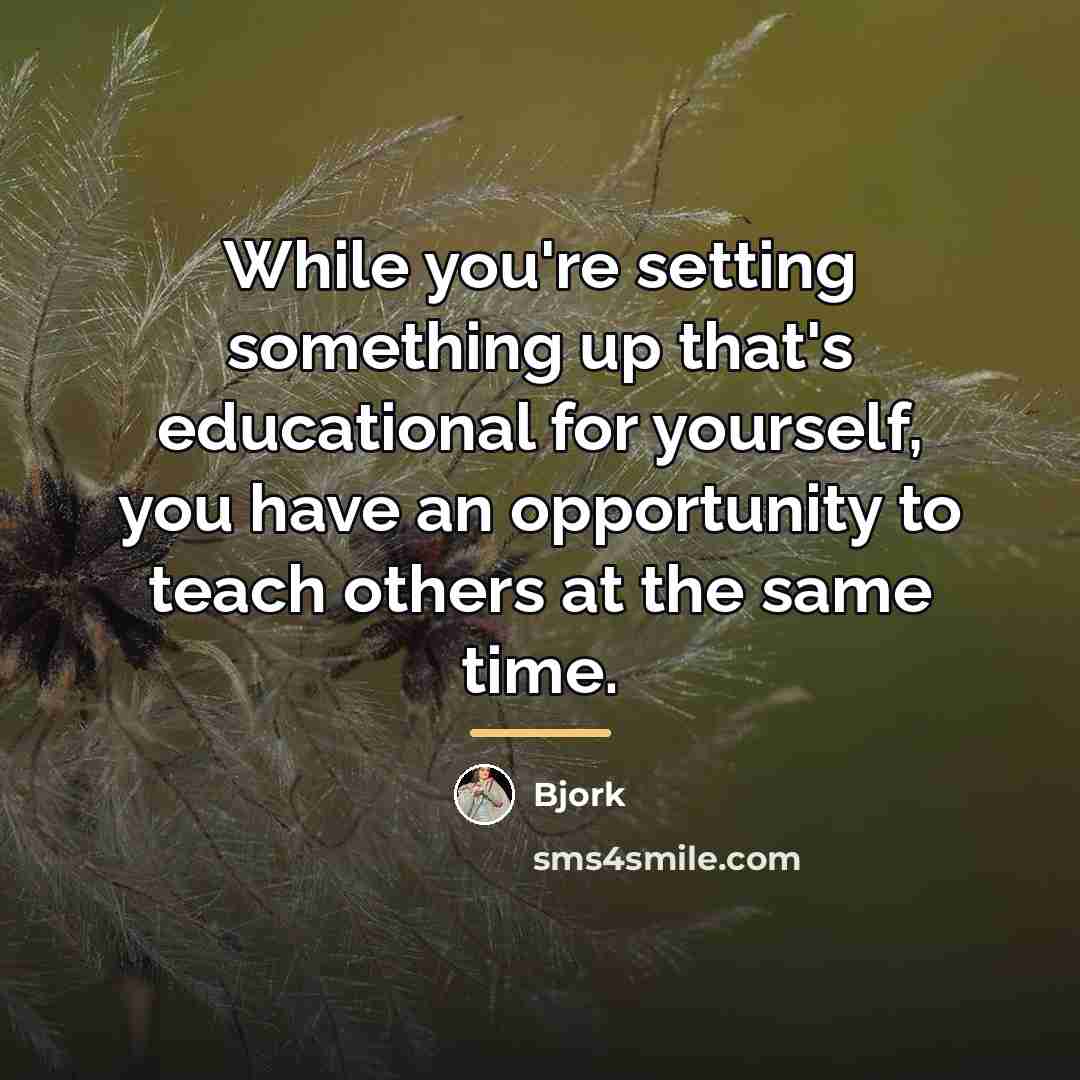 “While you're setting something up that's educational for yourself, you…” quote by Bjork