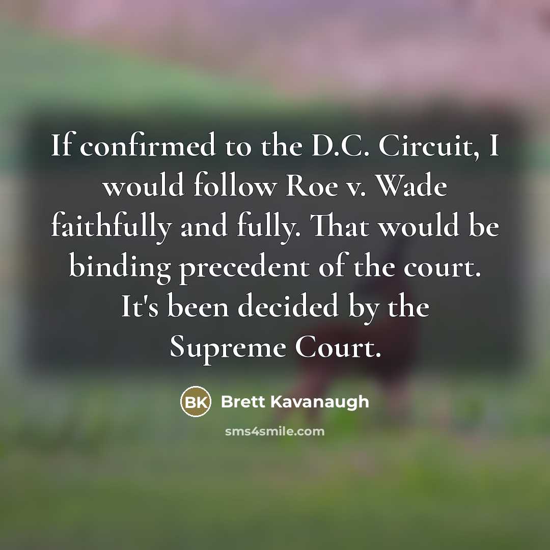 “If confirmed to the D.C. Circuit, I would follow Roe…” quote by Brett Kavanaugh