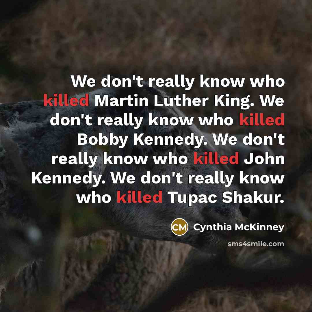 “We don't really know who killed Martin Luther King. We…” quote by Cynthia McKinney