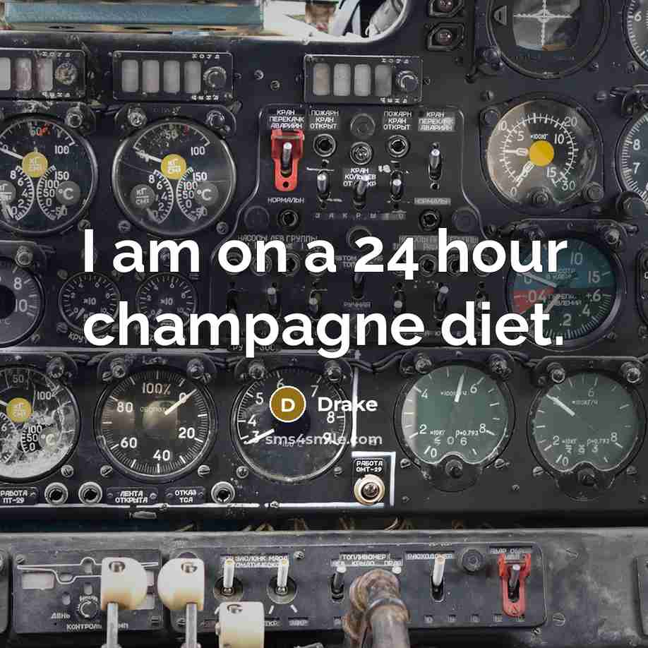 “I am on a 24 hour champagne diet.…” quote by Drake