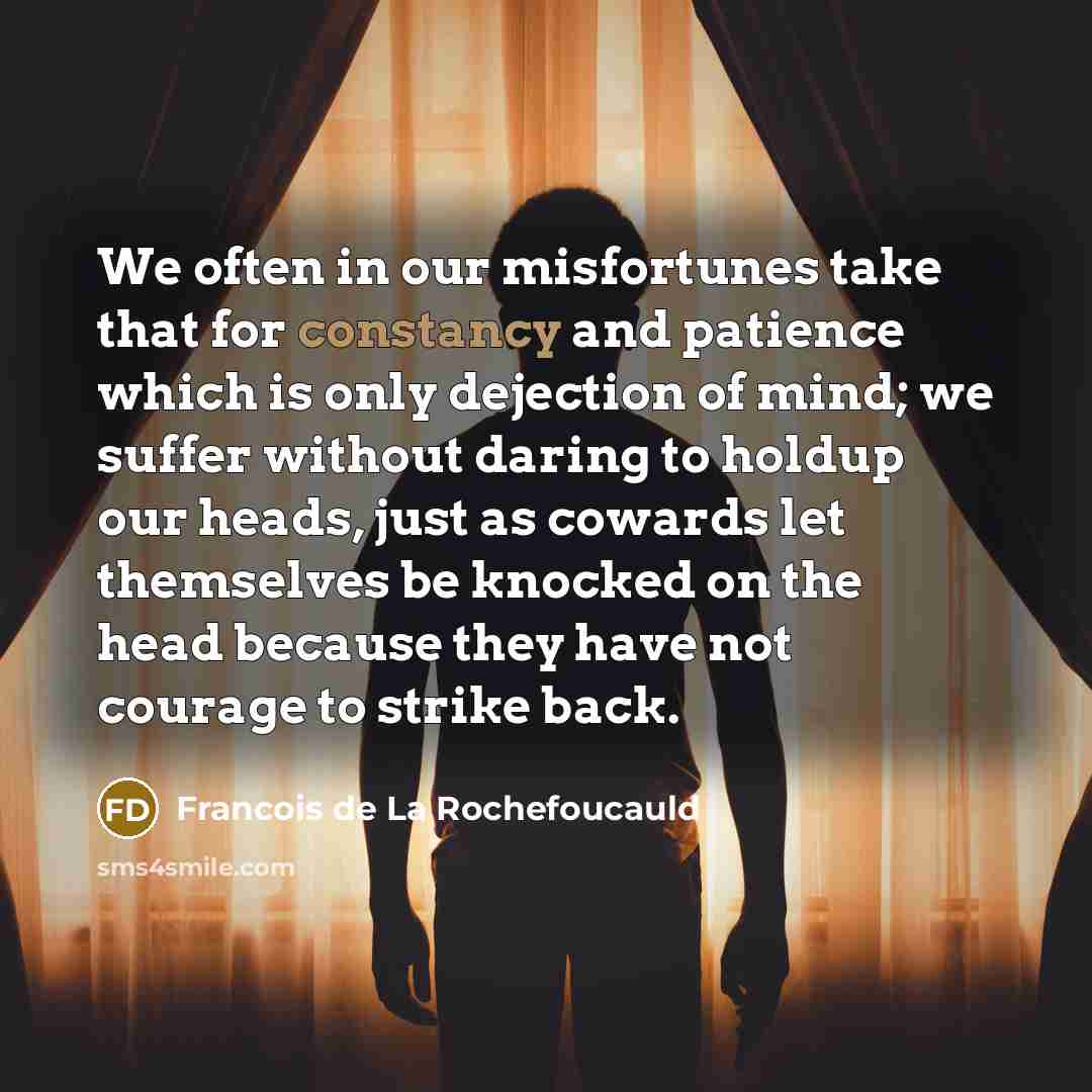 “We often in our misfortunes take that for constancy and…” quote by Francois de La Rochefoucauld