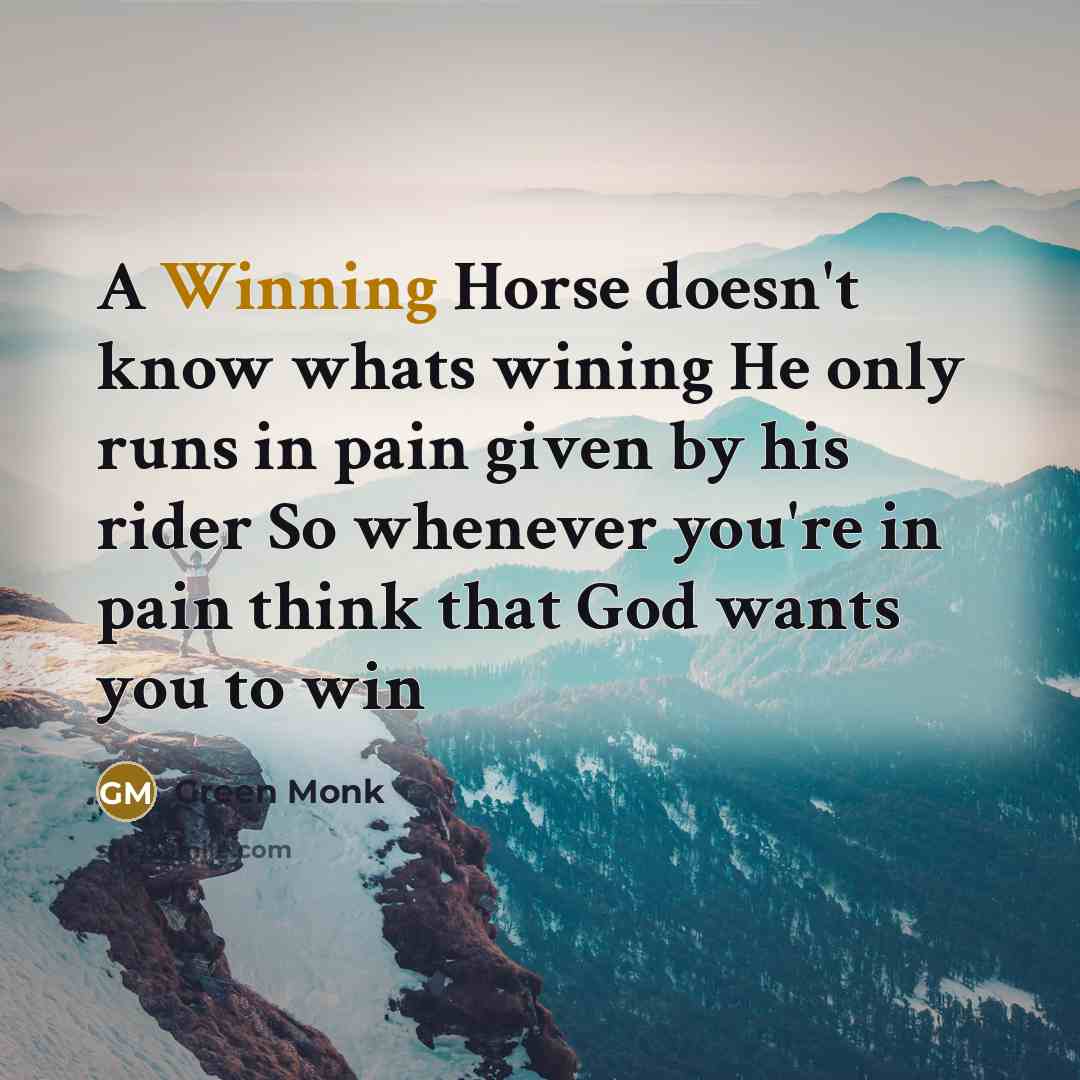 “A Winning Horse doesn't know whats wining He only runs…” quote by Green Monk