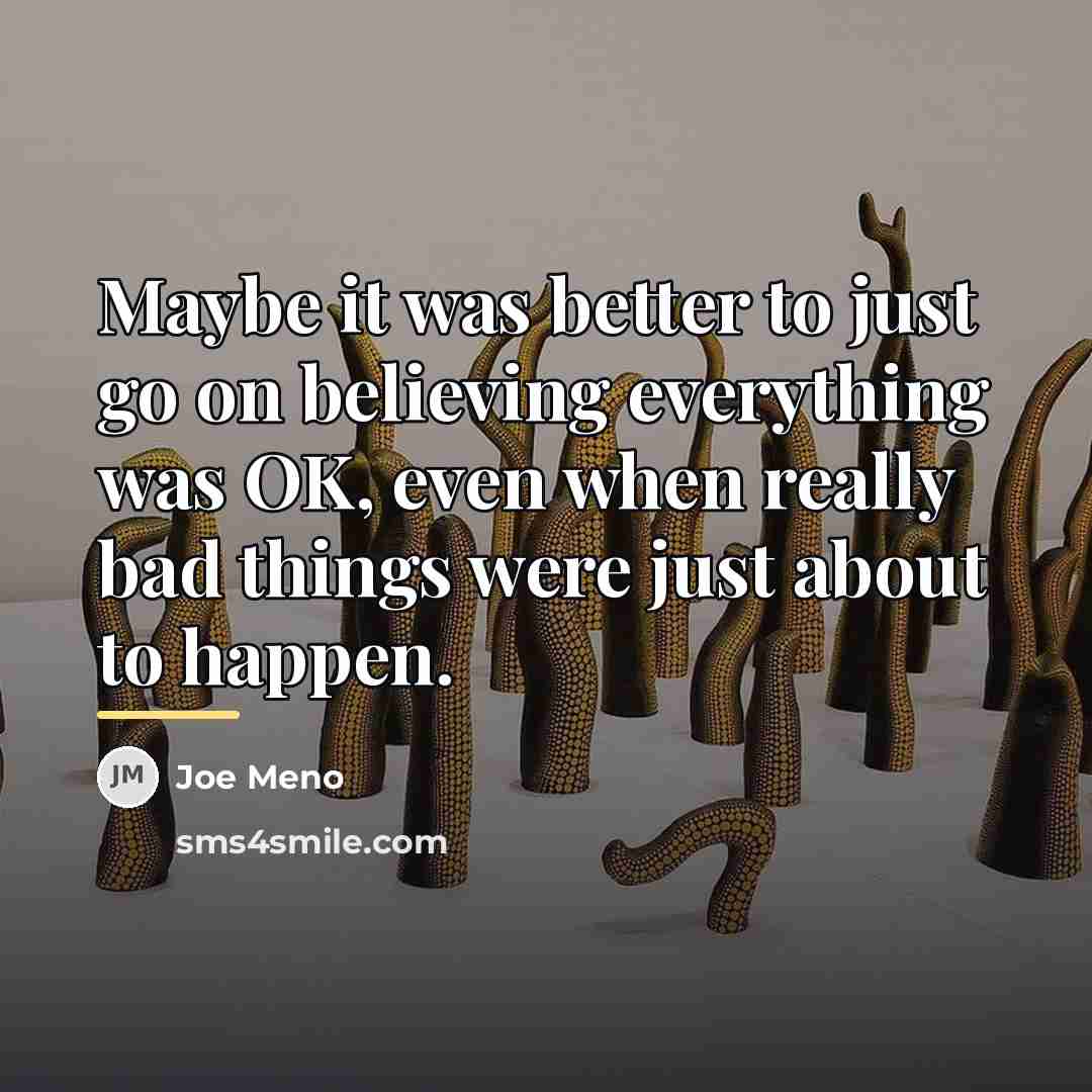 “Maybe it was better to just go on believing everything…” quote by Joe Meno