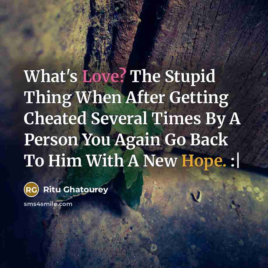 “What's Love? The Stupid Thing When After Getting Cheated Several…” quote by Ritu Ghatourey