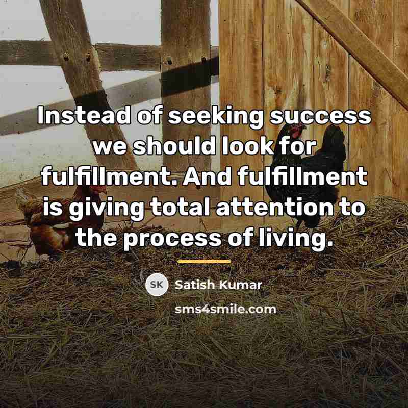 “Instead of seeking success we should look for fulfillment. And…” quote by Satish Kumar