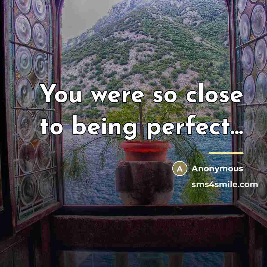 “You were so close to being perfect...…” quote by Anonymous