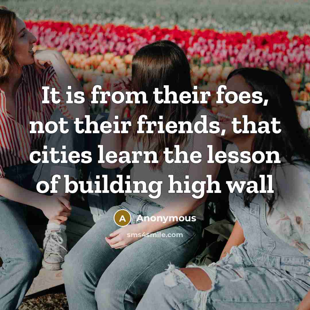 “It is from their foes, not their friends, that cities…” quote by Anonymous