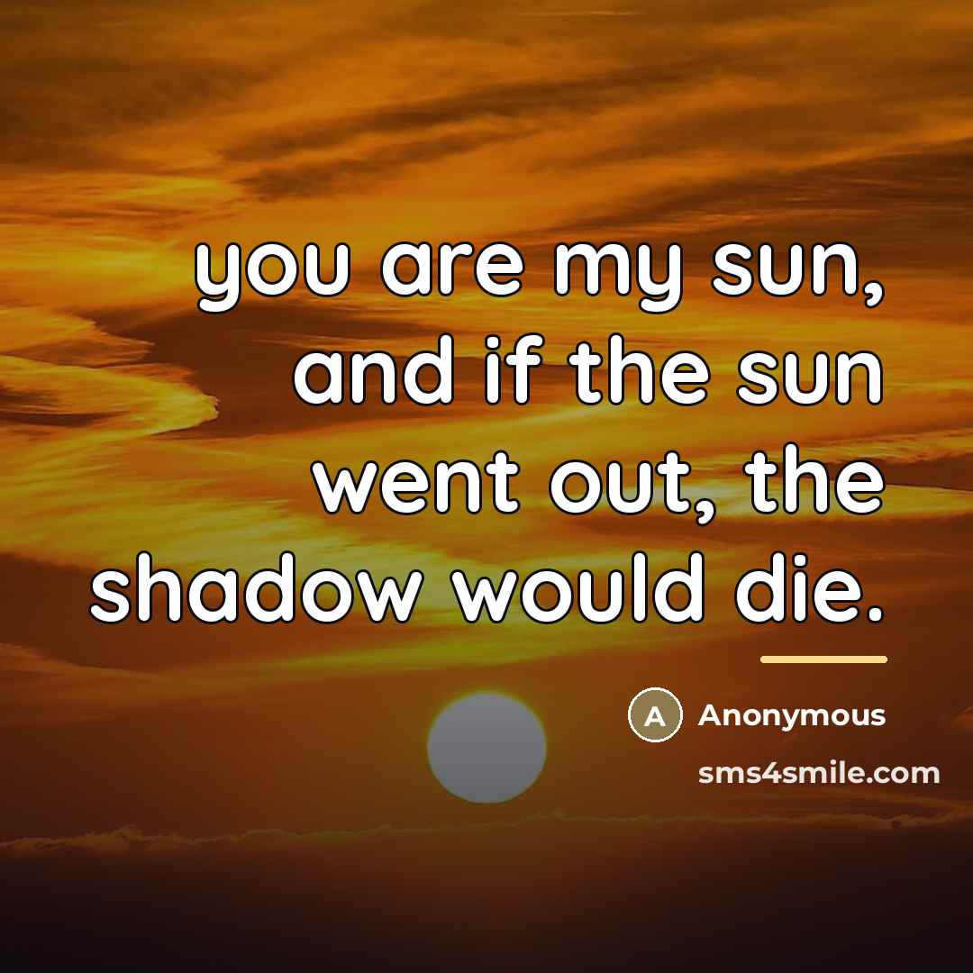 “you are my sun, and if the sun went out,…” quote by Anonymous