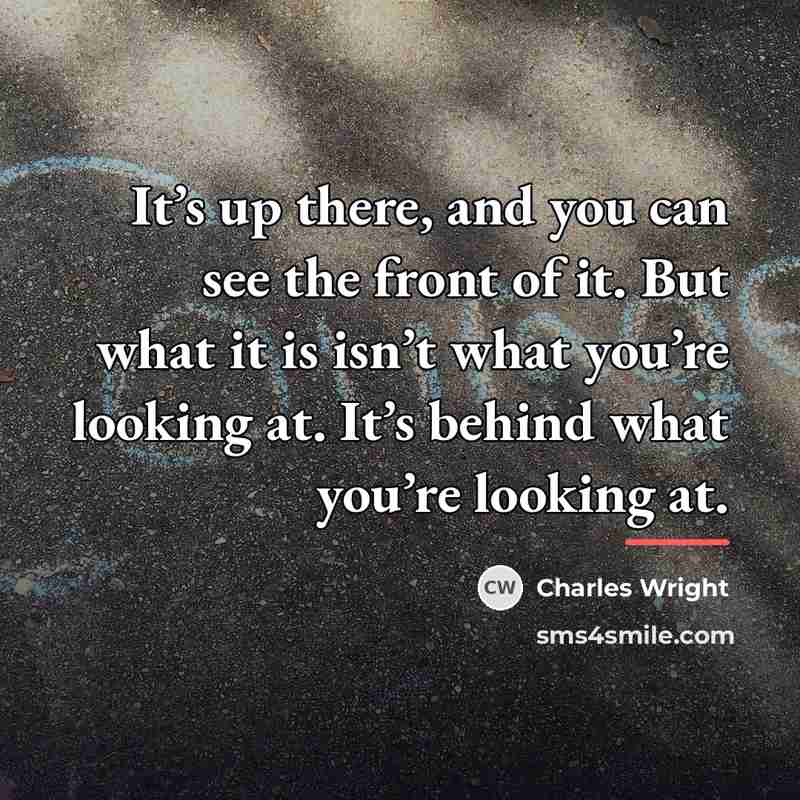 “It’s up there, and you can see the front of…” quote by Charles Wright