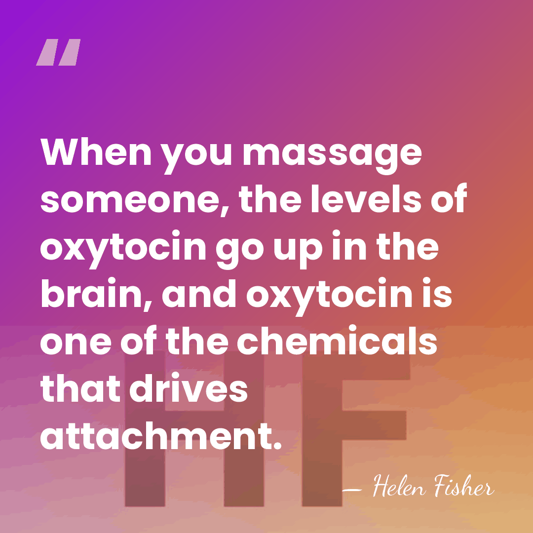 When you massage someone, the levels of oxytocin go up in the&hellip; - Helen Fisher