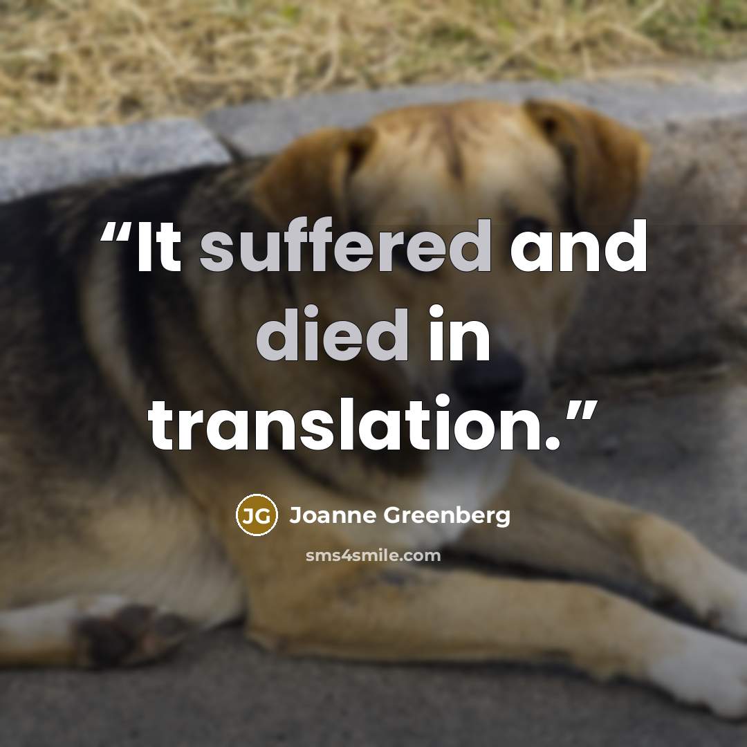 “It suffered and died in translation.” quote by Joanne Greenberg