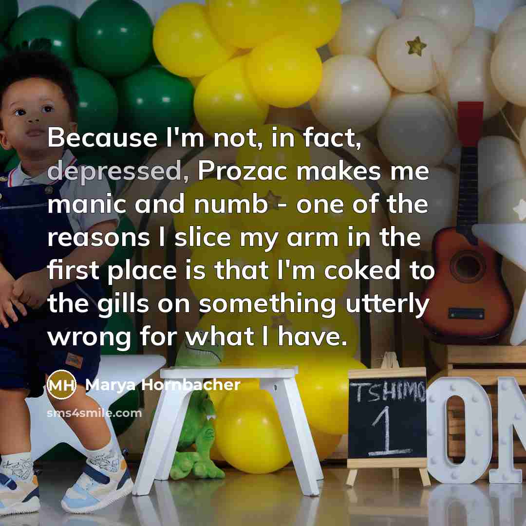 “Because I'm not, in fact, depressed, Prozac makes me manic…” quote by Marya Hornbacher