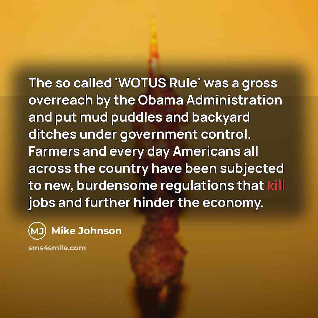 “The so called 'WOTUS Rule' was a gross overreach by…” quote by Mike Johnson