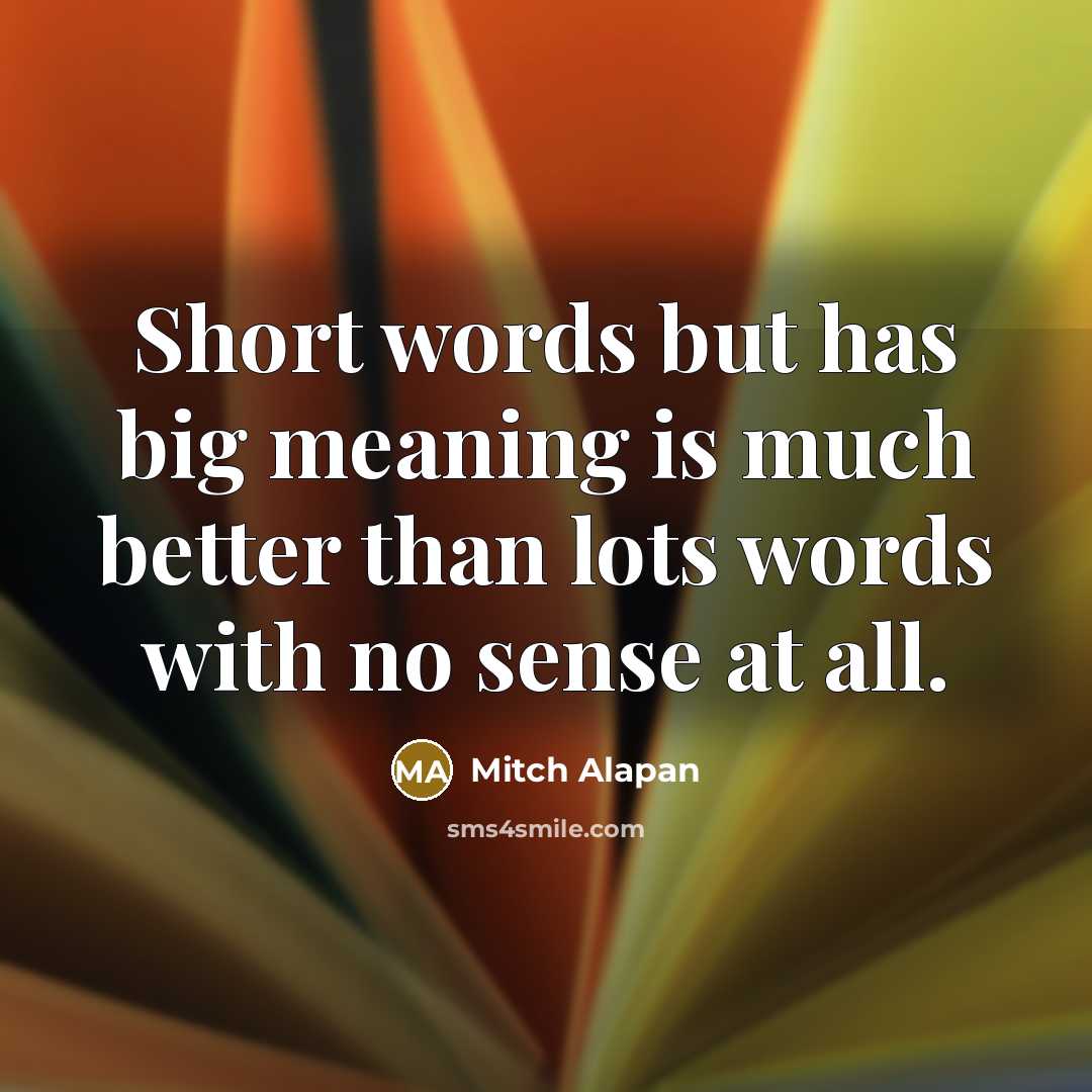 “Short words but has big meaning is much better than…” quote by Mitch Alapan