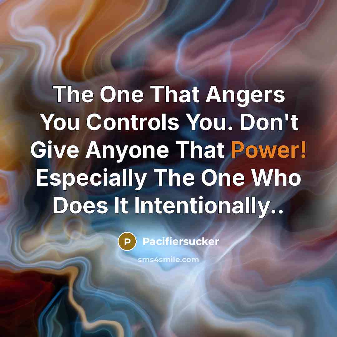 “The One That Angers You Controls You. Don't Give Anyone…” quote by Pacifiersucker