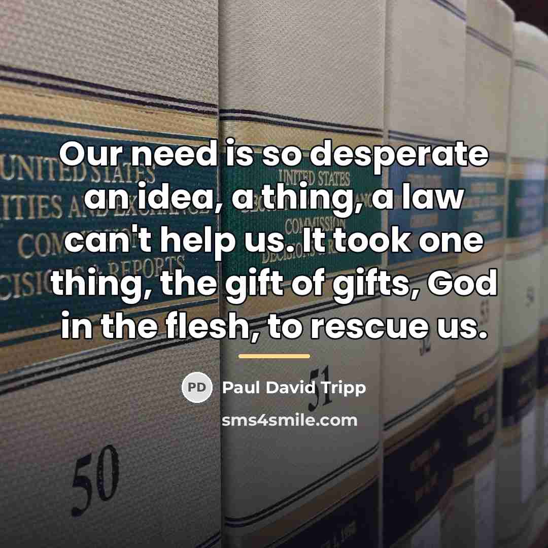 “Our need is so desperate an idea, a thing, a…” quote by Paul David Tripp