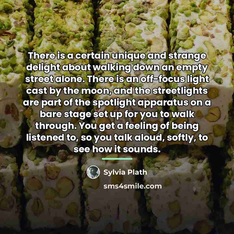 “There is a certain unique and strange delight about walking…” quote by Sylvia Plath