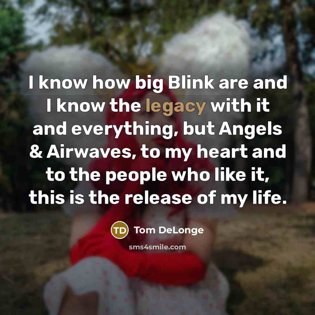 “I know how big Blink are and I know the…” quote by Tom DeLonge