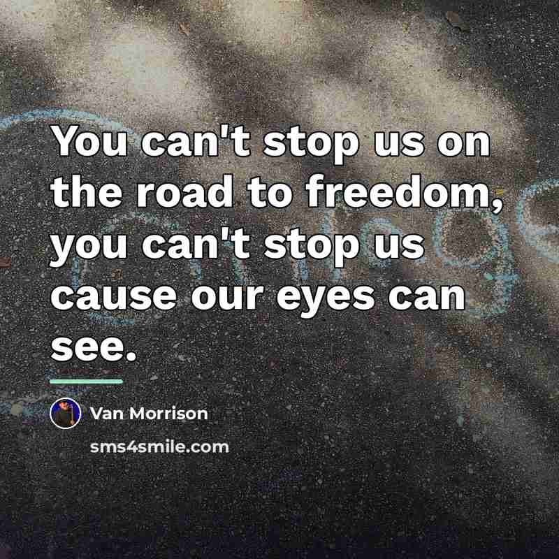 “You can't stop us on the road to freedom, you…” quote by Van Morrison
