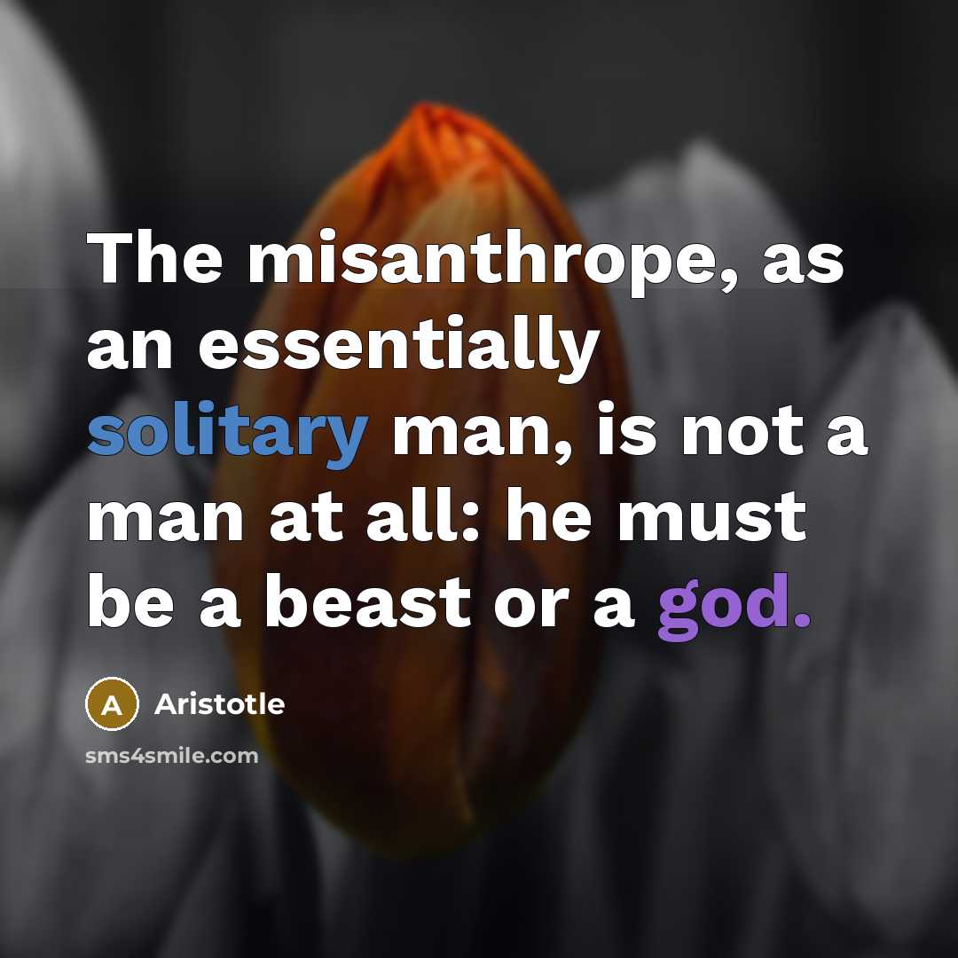 “The misanthrope, as an essentially solitary man, is not a…” quote by Aristotle