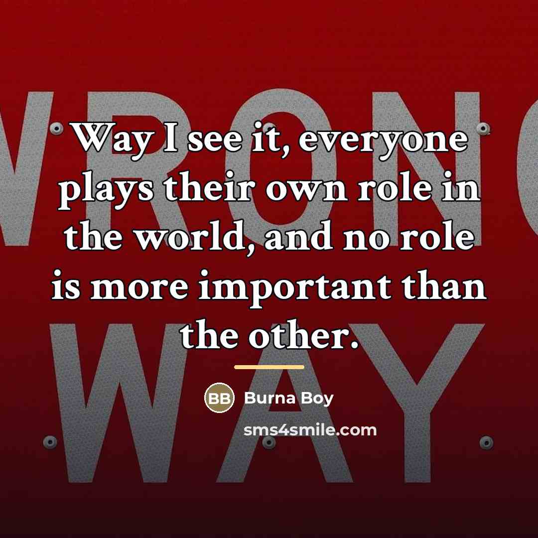 “Way I see it, everyone plays their own role in…” quote by Burna Boy