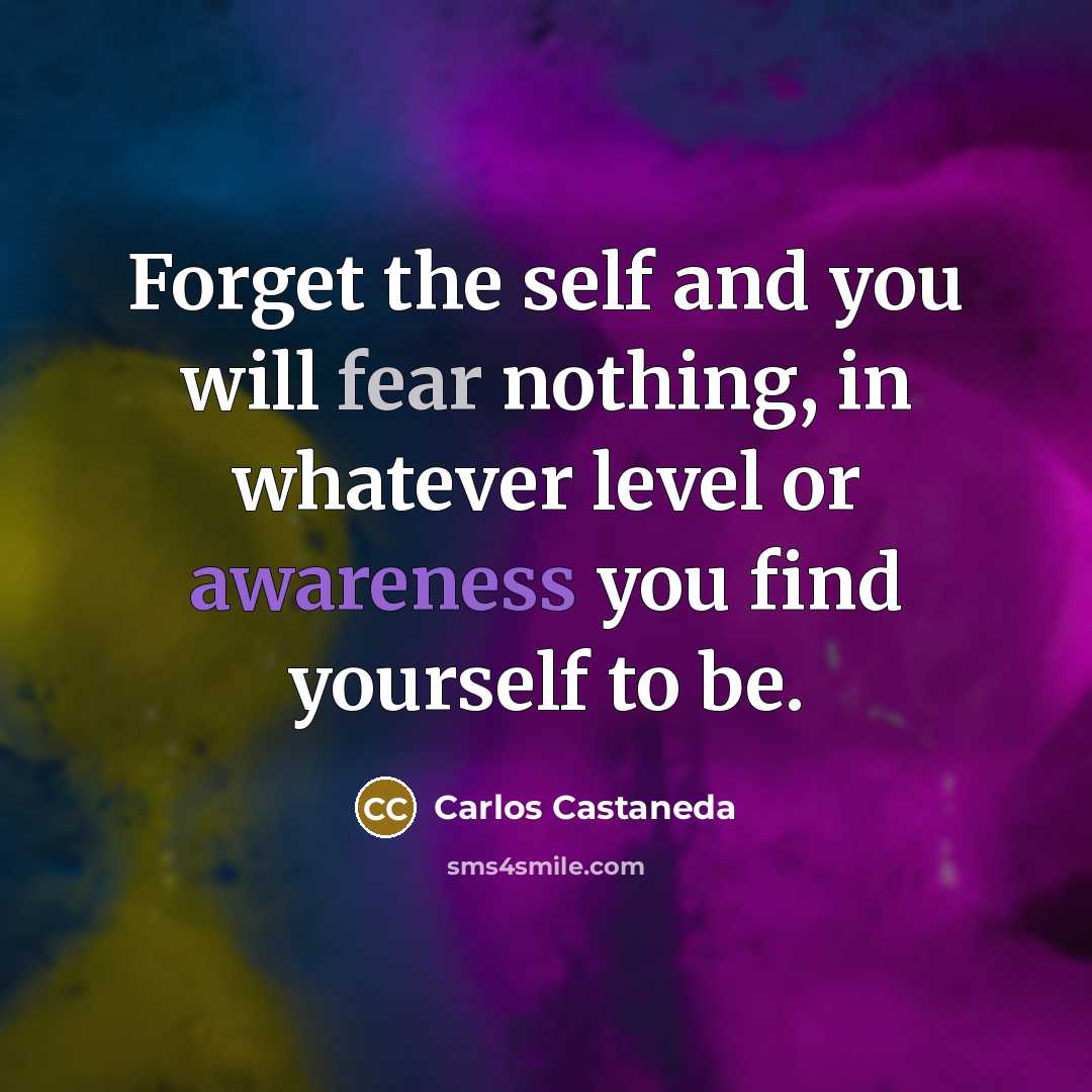 “Forget the self and you will fear nothing, in whatever…” quote by Carlos Castaneda