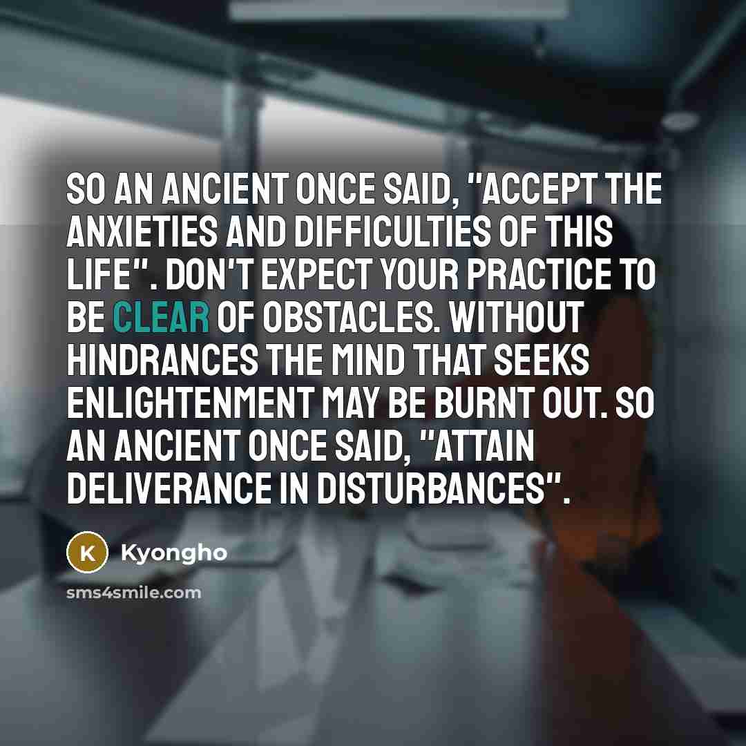 “So an ancient once said, "Accept the anxieties and difficulties…” quote by Kyongho