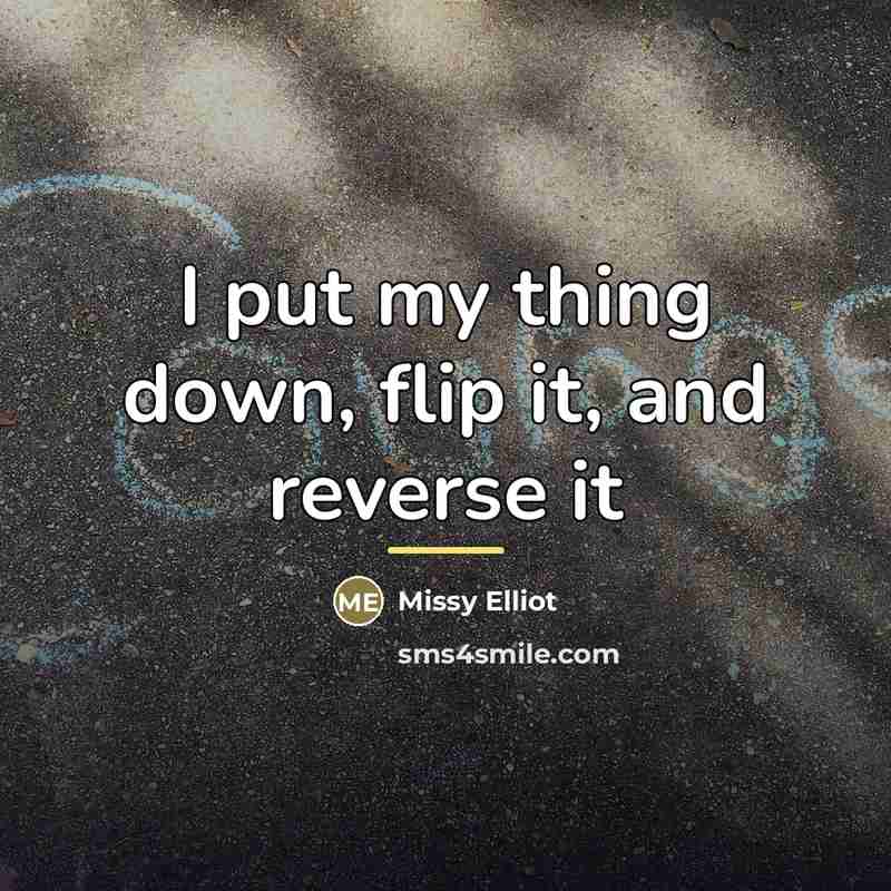 “I put my thing down, flip it, and reverse it…” quote by Missy Elliot