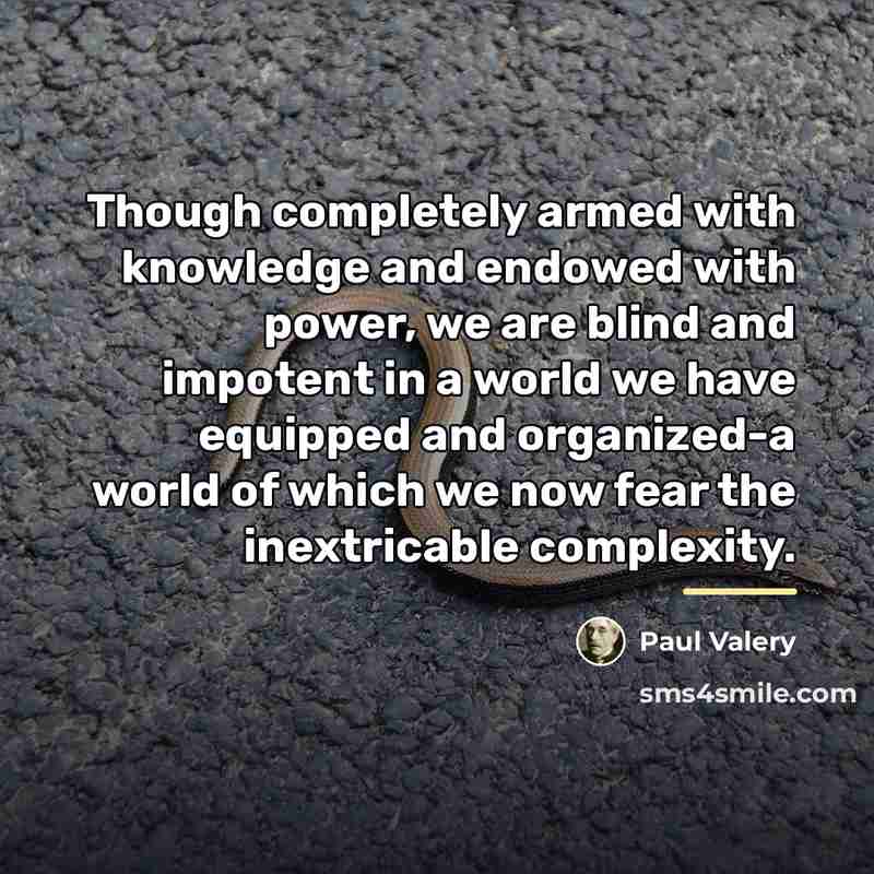 “Though completely armed with knowledge and endowed with power, we…” quote by Paul Valery