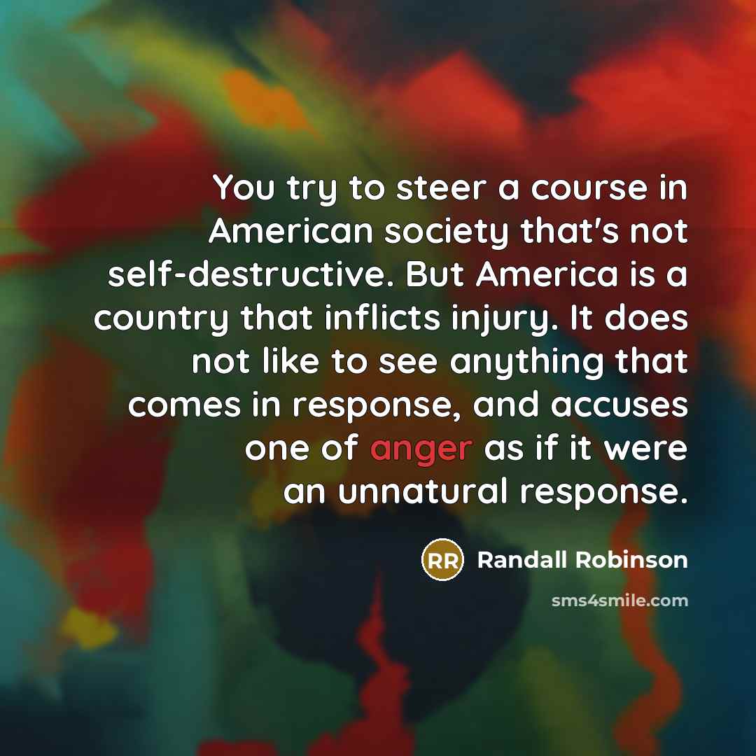 “You try to steer a course in American society that's…” quote by Randall Robinson