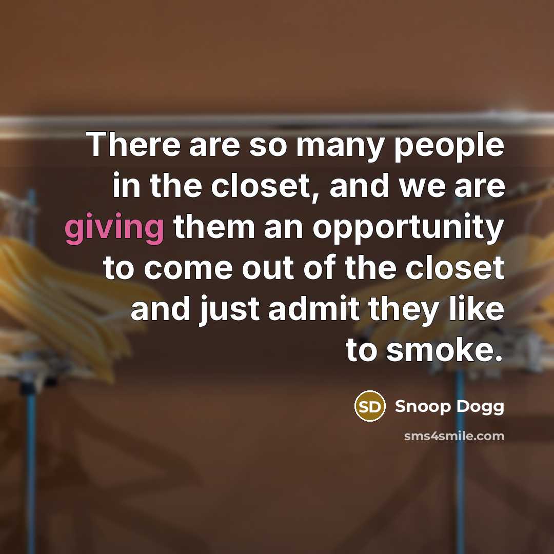 “There are so many people in the closet, and we are giving them an opportunity to come out of the closet and just admit they like to smoke.” quote by Snoop Dogg