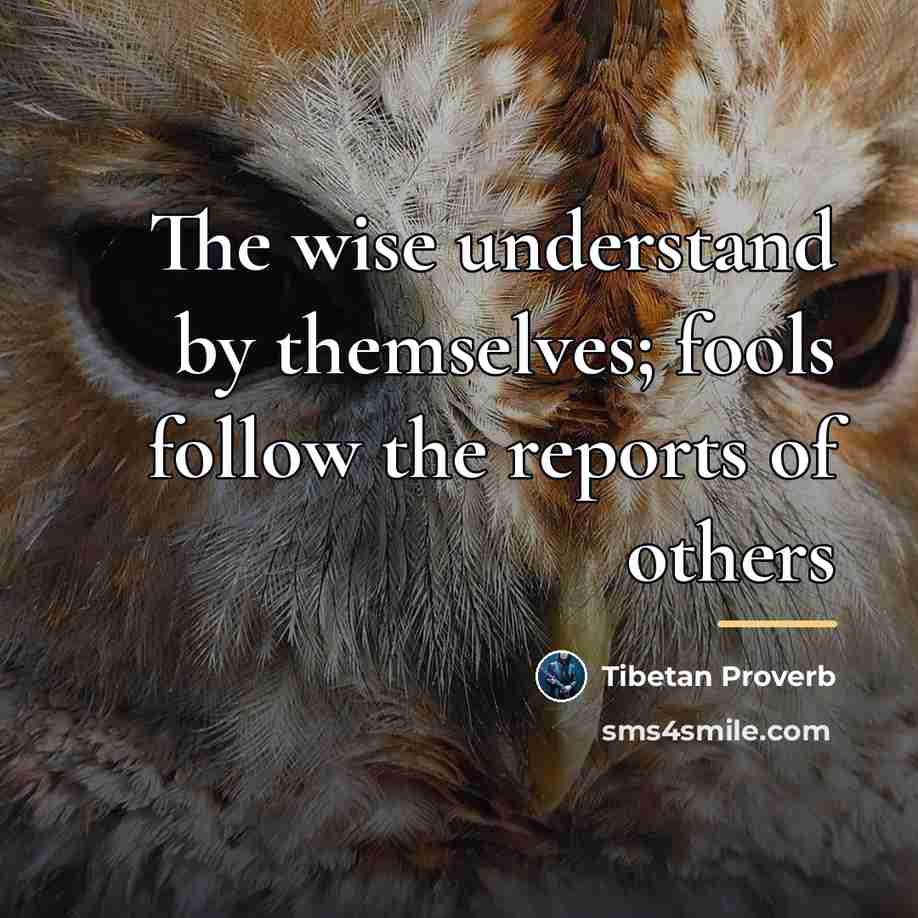 “The wise understand by themselves; fools follow the reports of…” quote by Tibetan Proverb