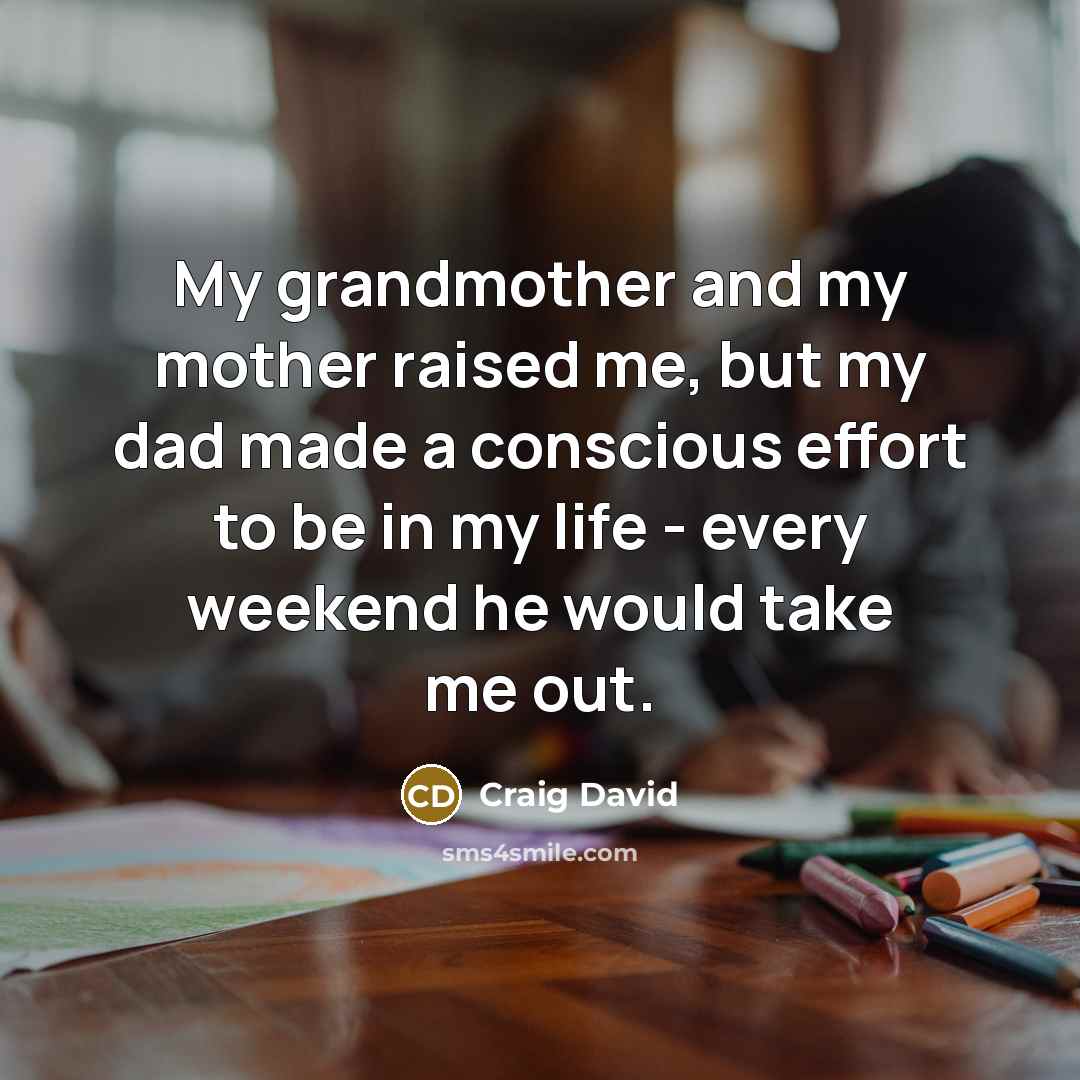 “My grandmother and my mother raised me, but my dad…” quote by Craig David