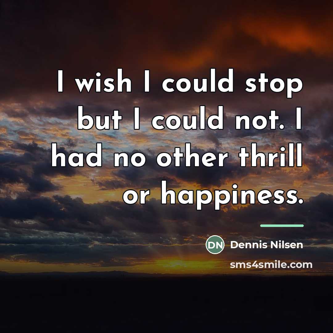 “I wish I could stop but I could not. I…” quote by Dennis Nilsen