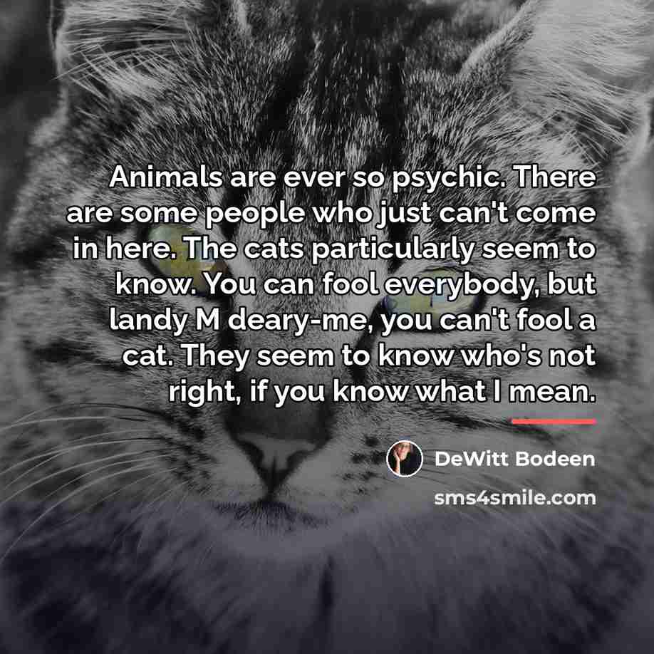 “Animals are ever so psychic. There are some people who…” quote by DeWitt Bodeen