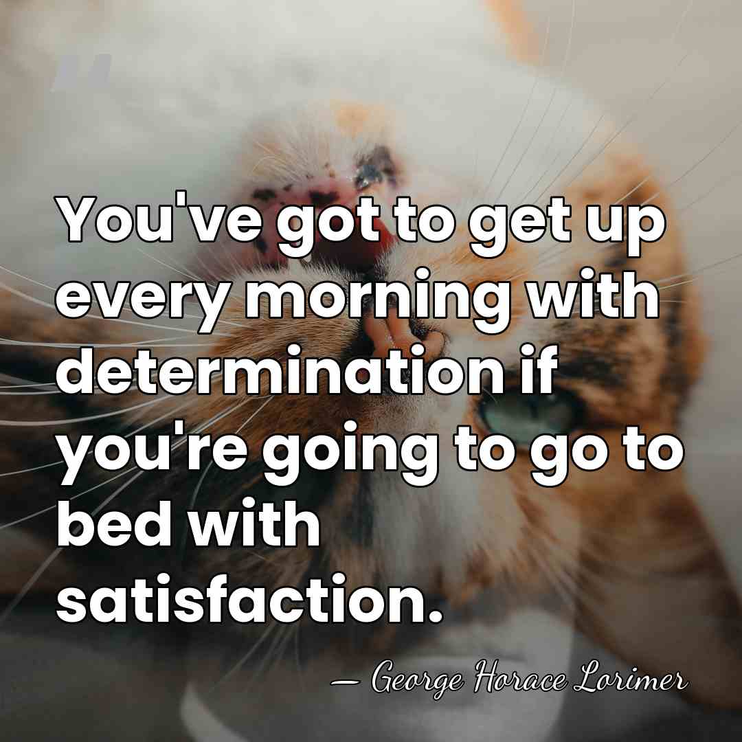 You've got to get up every morning with determination if you're going&hellip; - George Horace Lorimer