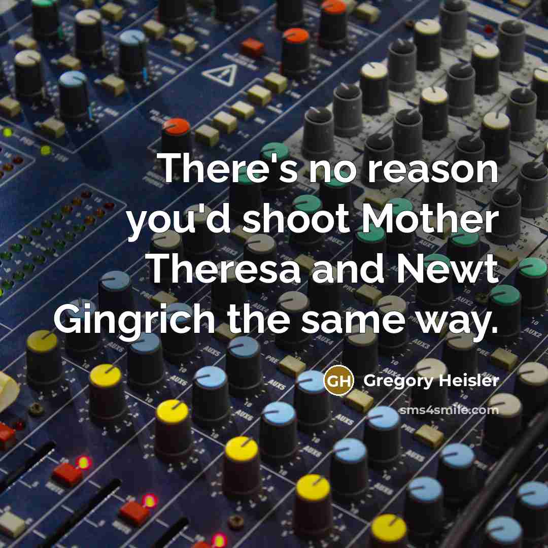 “There's no reason you'd shoot Mother Theresa and Newt Gingrich…” quote by Gregory Heisler