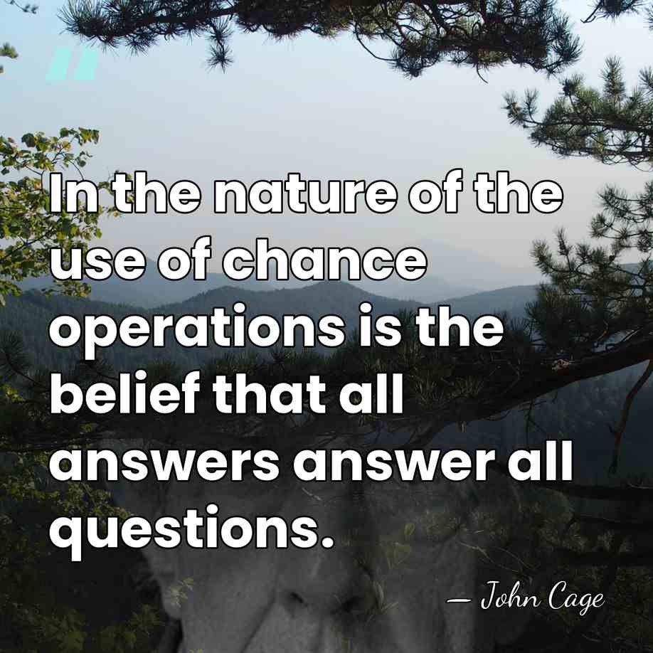 In the nature of the use of chance operations is the belief&hellip; - John Cage
