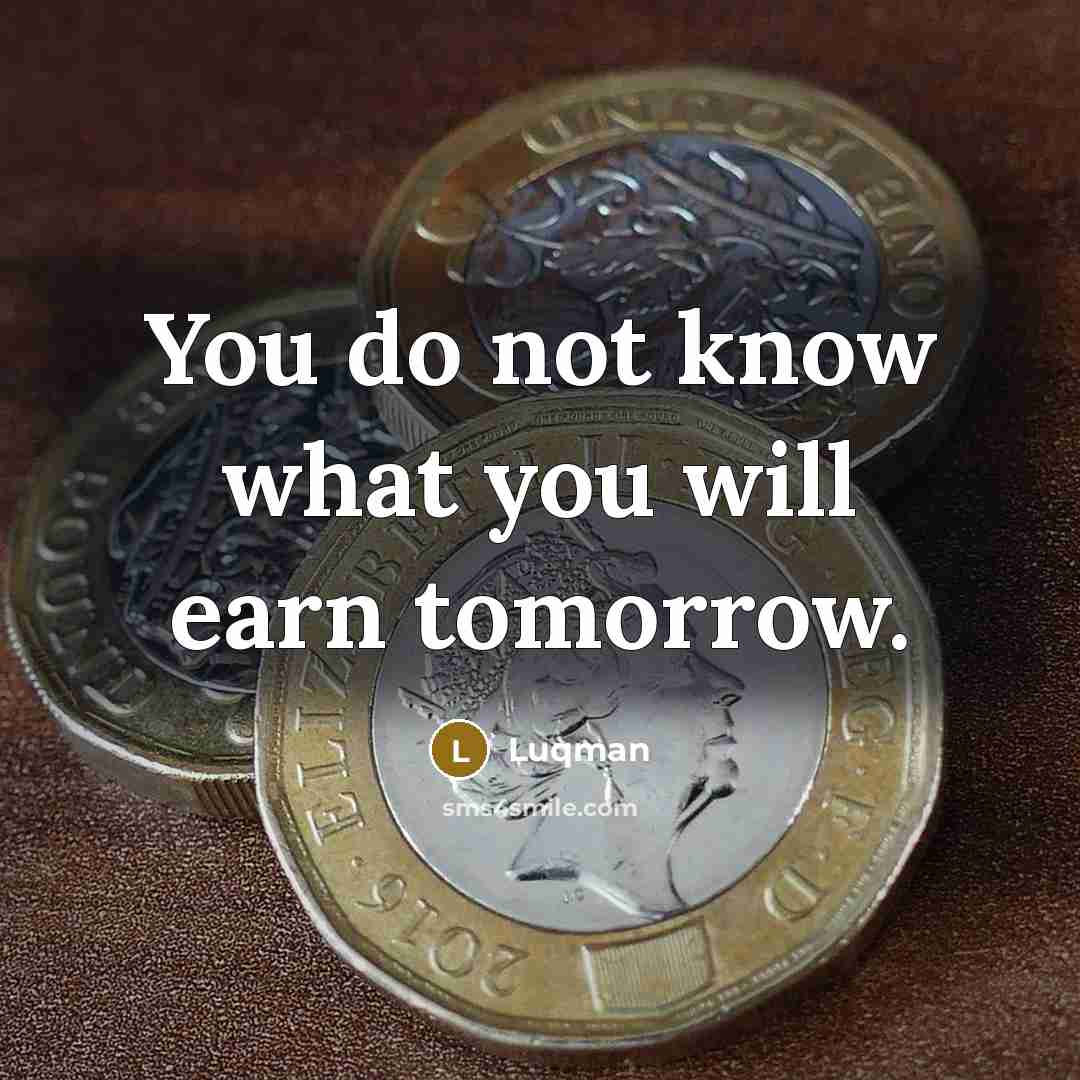 “You do not know what you will earn tomorrow.” quote by Luqman