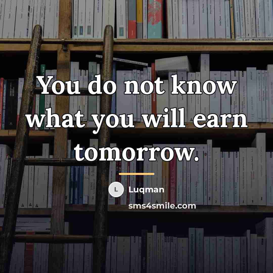 “You do not know what you will earn tomorrow.…” quote by Luqman
